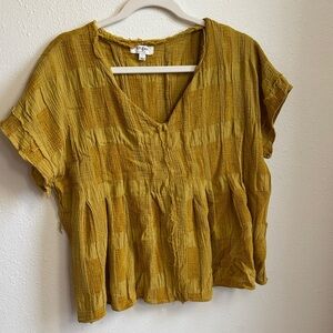 Umgee Mustard Textured Blouse